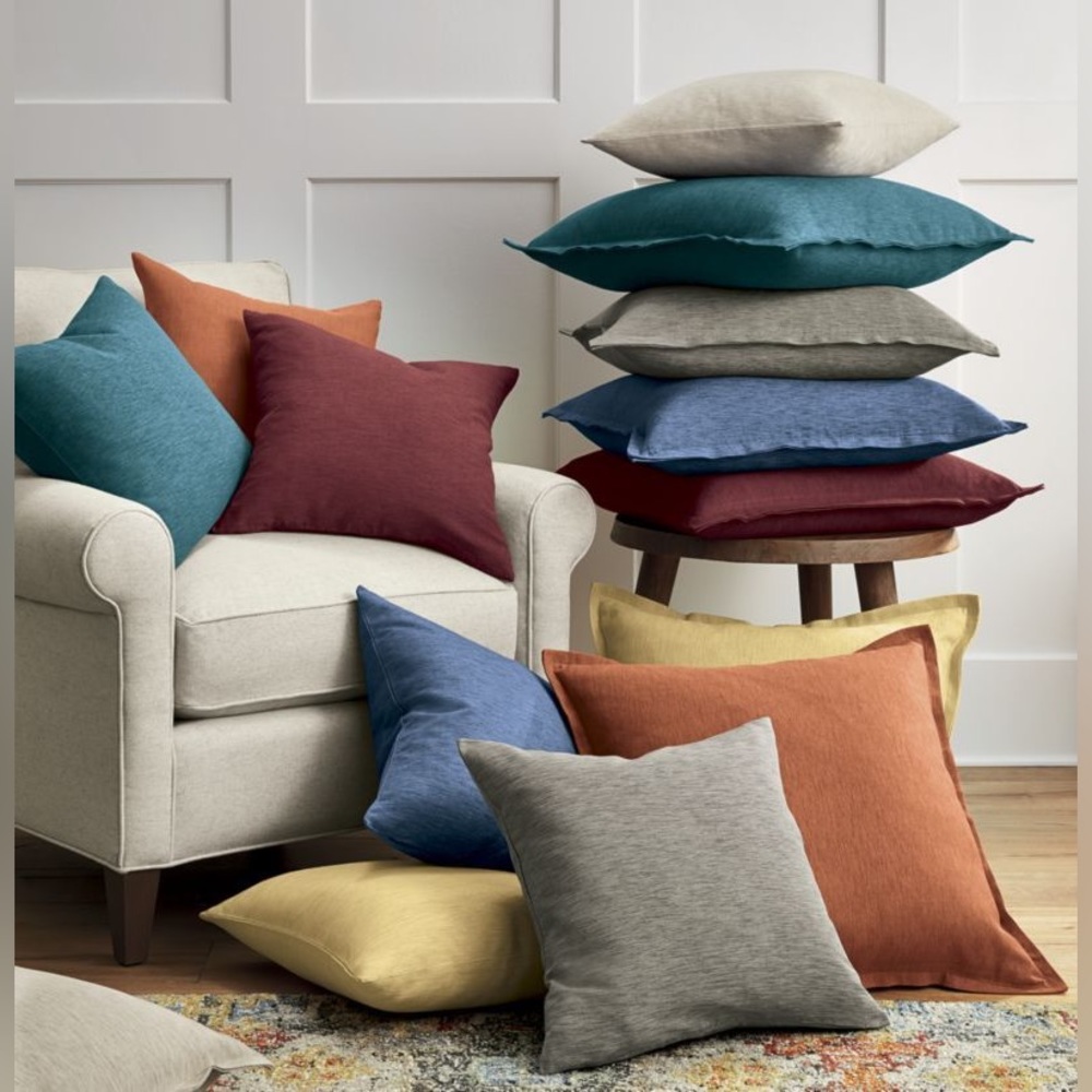 TWO Crate & Barrel linden pillow covers - indigo blue - 18x18
